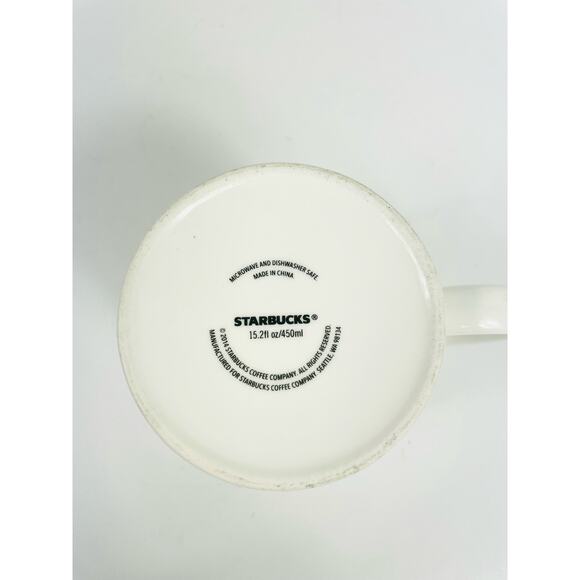 Starbucks 2014 Ivory Gold Holiday Christmas Tree Coffee Mug Cup 15.2 oz. - Picture 8 of 10